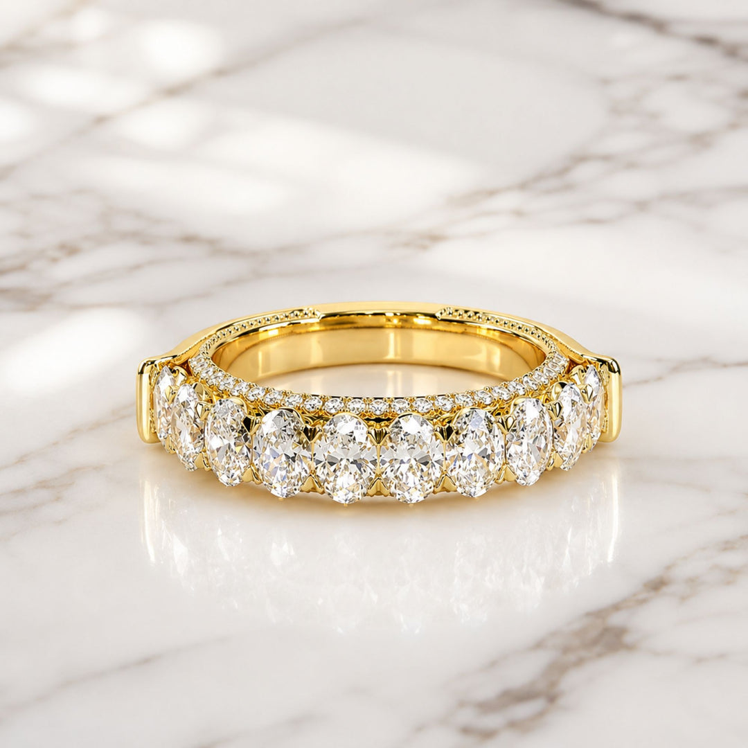 Wedding Ring Oval Shaped, Lab Grown Diamond Ring, Diamond Eternity Ring, Oval Cut Diamond Ring, Engagement Ring, Wedding Band,Gold Band Gift