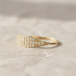 Load image into Gallery viewer, Lab Grown Diamond Pave Ring, 14K-18K Gold Beaded Band, Statement Anniversary Gift for Wife, BFF, Gf, Love Band, VS+ Clarity, F+ Color