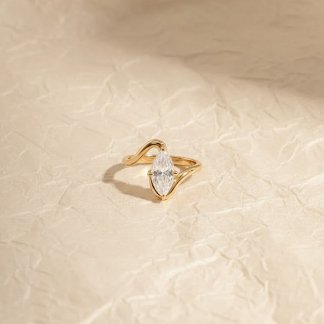 Marquise Ring by Jwalin Jewels, Wave Ring, Promise Ring, Engagement Ring, Diamond Ring, Bridal Jewelry, Statement Ring, Unique Ring