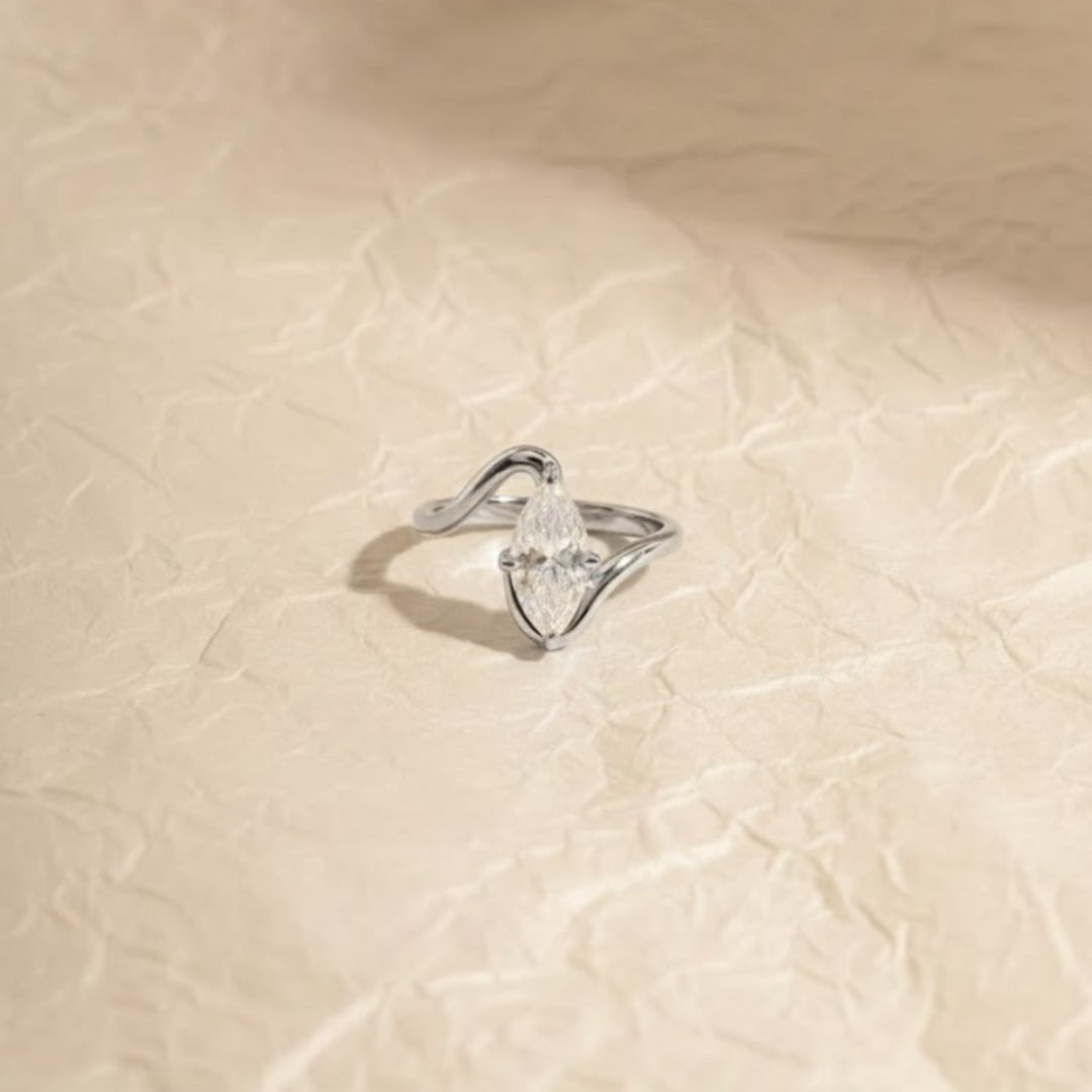 Marquise Ring by Jwalin Jewels, Wave Ring, Promise Ring, Engagement Ring, Diamond Ring, Bridal Jewelry, Statement Ring, Unique Ring