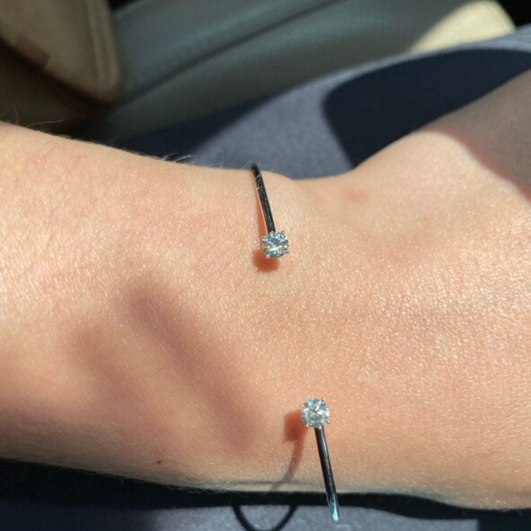 0.40 Ct Diamond Bangle, 14Kt Gold Diamond Bangle, Diamond Bracelet, Open Cuff Bangle