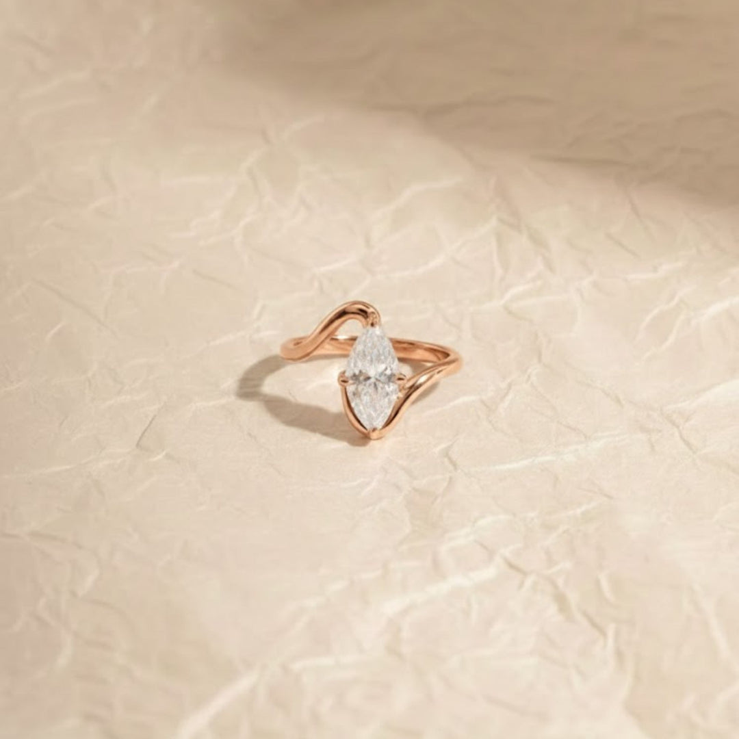 Marquise Ring by Jwalin Jewels, Wave Ring, Promise Ring, Engagement Ring, Diamond Ring, Bridal Jewelry, Statement Ring, Unique Ring