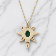 18K Solid Gold Starburst Pendant Necklace