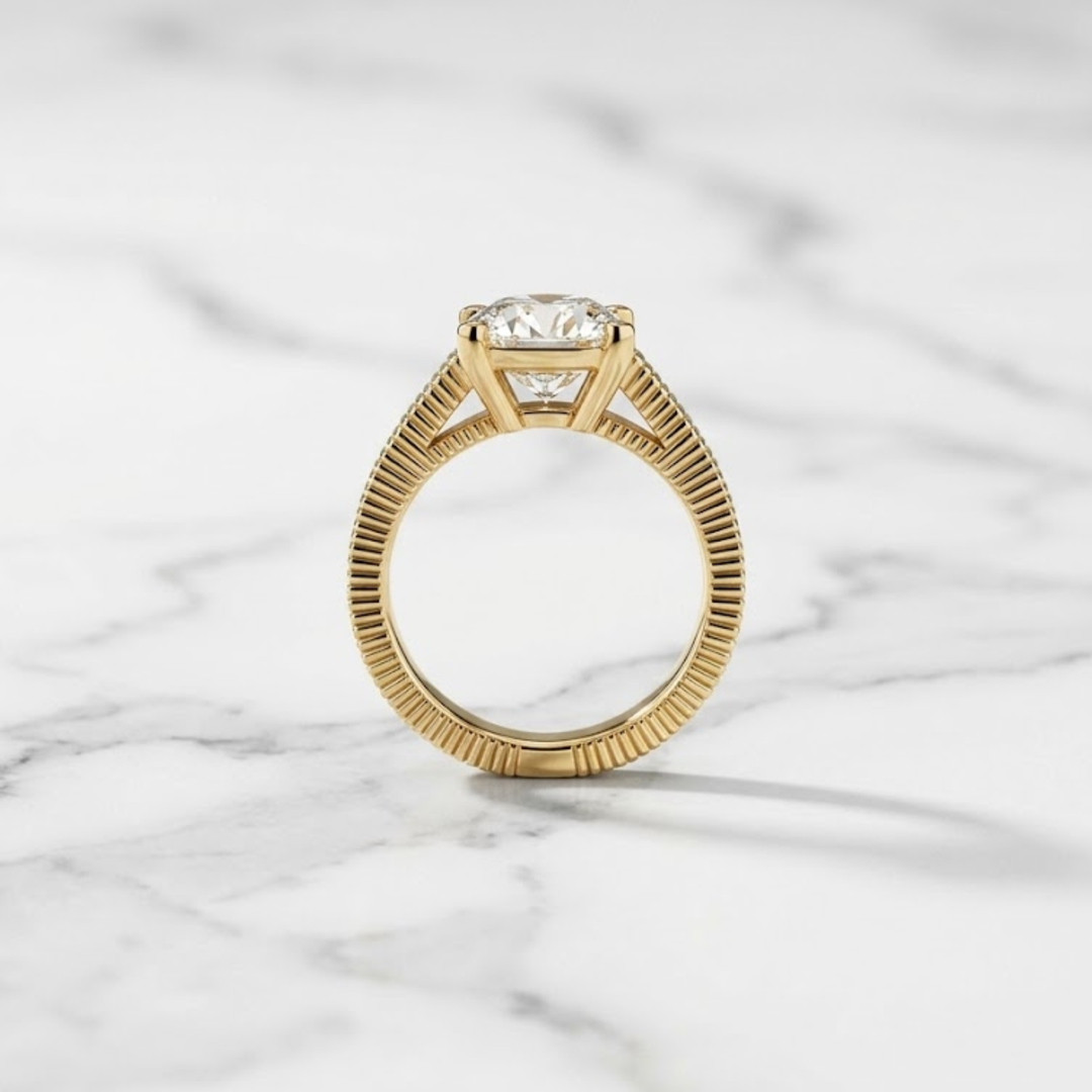 3.02 CT Old Mine Cushion Cut Lab Grown Diamond Ring