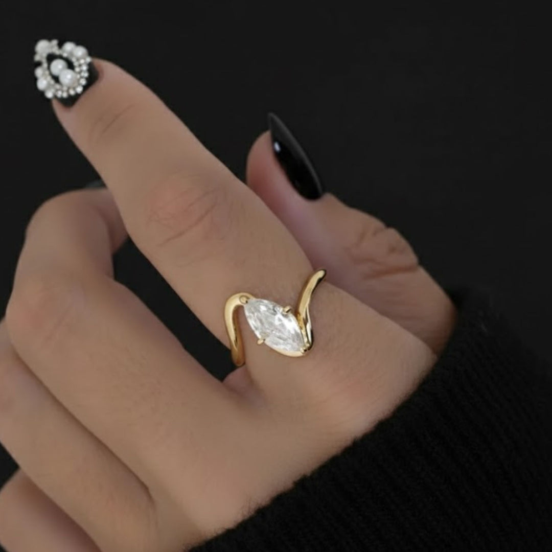 Marquise Ring by Jwalin Jewels, Wave Ring, Promise Ring, Engagement Ring, Diamond Ring, Bridal Jewelry, Statement Ring, Unique Ring