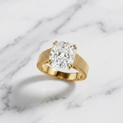 3.02 CT Old Mine Cushion Cut Lab Grown Diamond Ring | 14K Solid Gold
