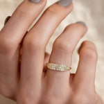 Load image into Gallery viewer, Lab Grown Diamond Pave Ring, 14K-18K Gold Beaded Band, Statement Anniversary Gift for Wife, BFF, Gf, Love Band, VS+ Clarity, F+ Color