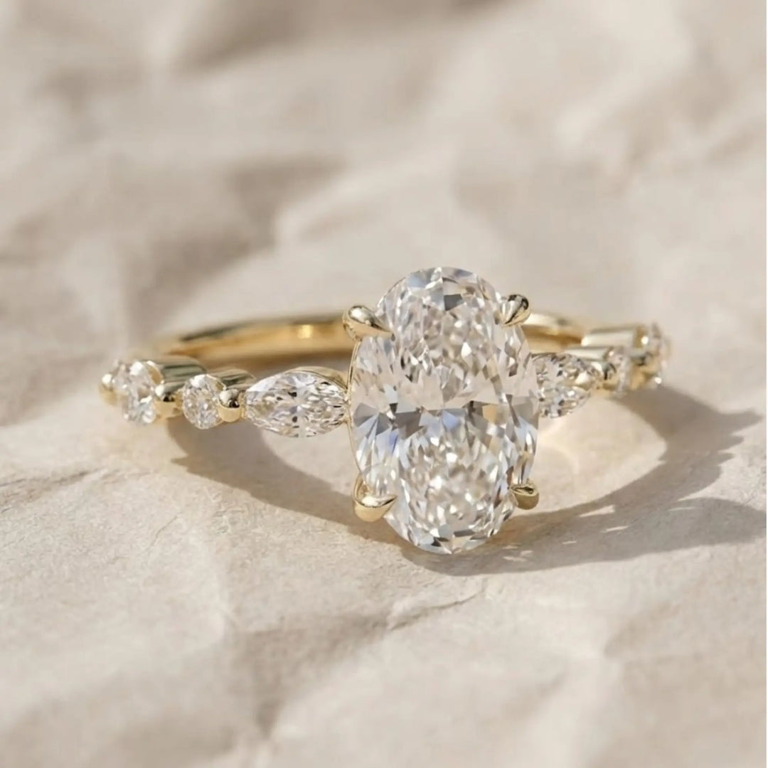 1.00 ct Oval Lab Grown Diamond Engagement Ring,Low Profile Solitaire, Handmade 14K Solid Gold, IGI Certified,Minimalist Wedding Ring for Her Jwalin Jewels