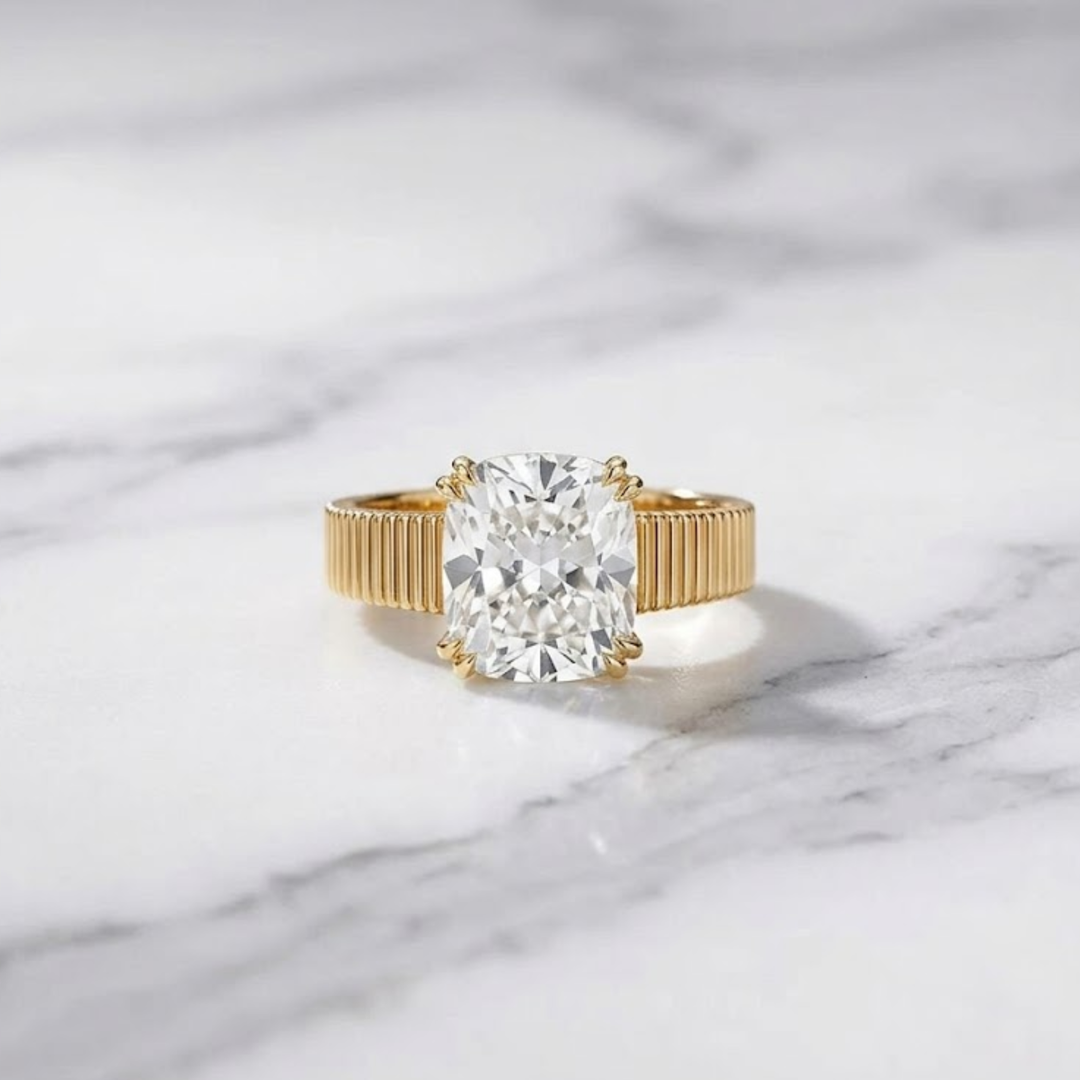 3.02 CT Old Mine Cushion Cut Lab Grown Diamond Ring