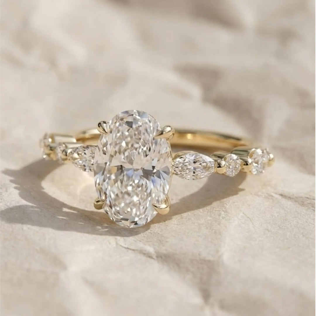 1.00 ct Oval Lab Grown Diamond Engagement Ring,Low Profile Solitaire, Handmade 14K Solid Gold, IGI Certified,Minimalist Wedding Ring for Her Jwalin Jewels