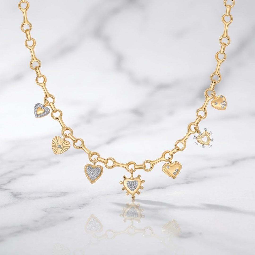 Natural Diamond Multi Heart Necklace