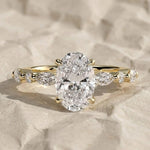 Load image into Gallery viewer, 1.00 ct Oval Lab Grown Diamond Engagement Ring,Low Profile Solitaire, Handmade 14K Solid Gold, IGI Certified,Minimalist Wedding Ring for Her Jwalin Jewels