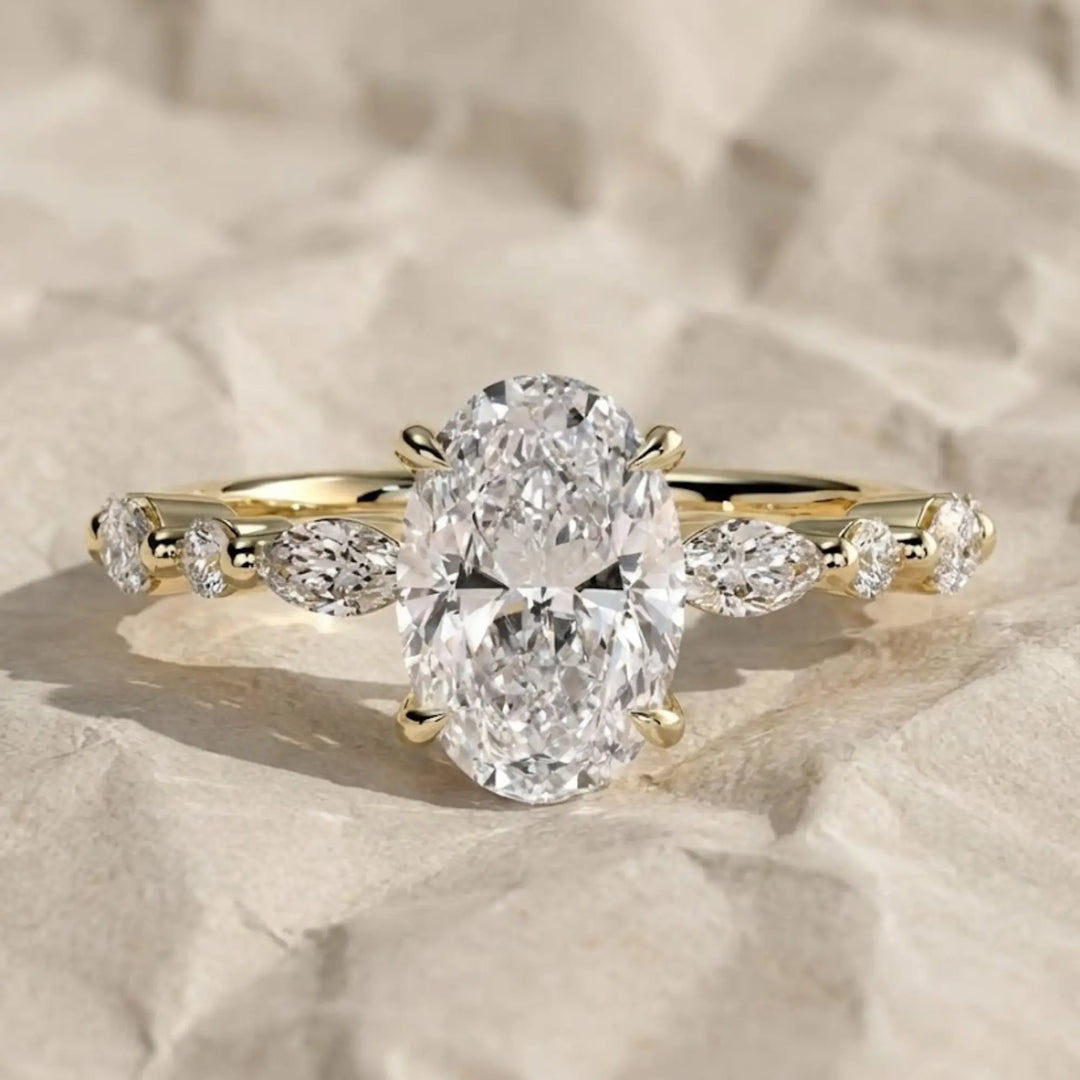 1.00 ct Oval Lab Grown Diamond Engagement Ring,Low Profile Solitaire, Handmade 14K Solid Gold, IGI Certified,Minimalist Wedding Ring for Her Jwalin Jewels