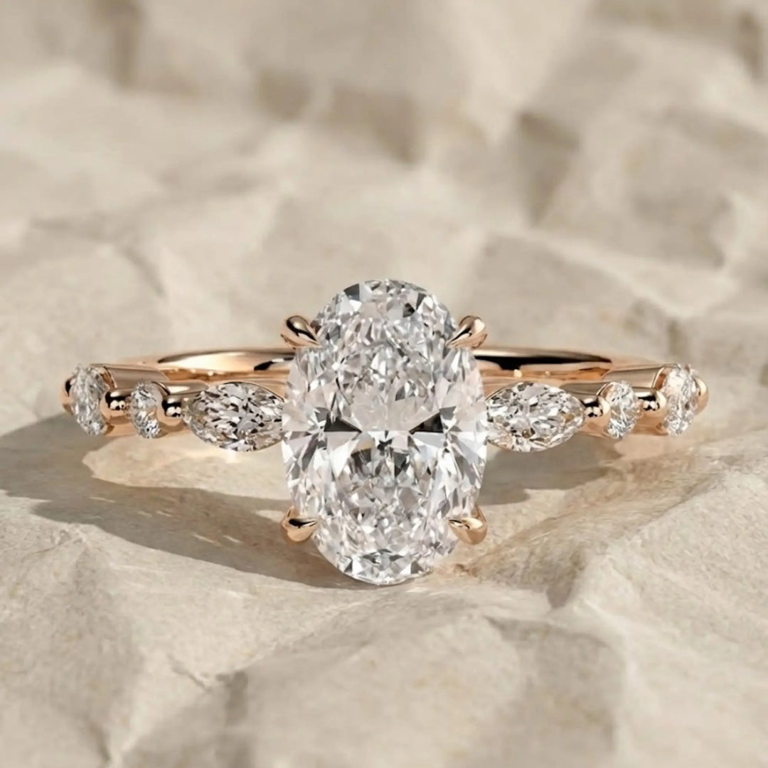 1.00 ct Oval Lab Grown Diamond Engagement Ring,Low Profile Solitaire, Handmade 14K Solid Gold, IGI Certified,Minimalist Wedding Ring for Her Jwalin Jewels