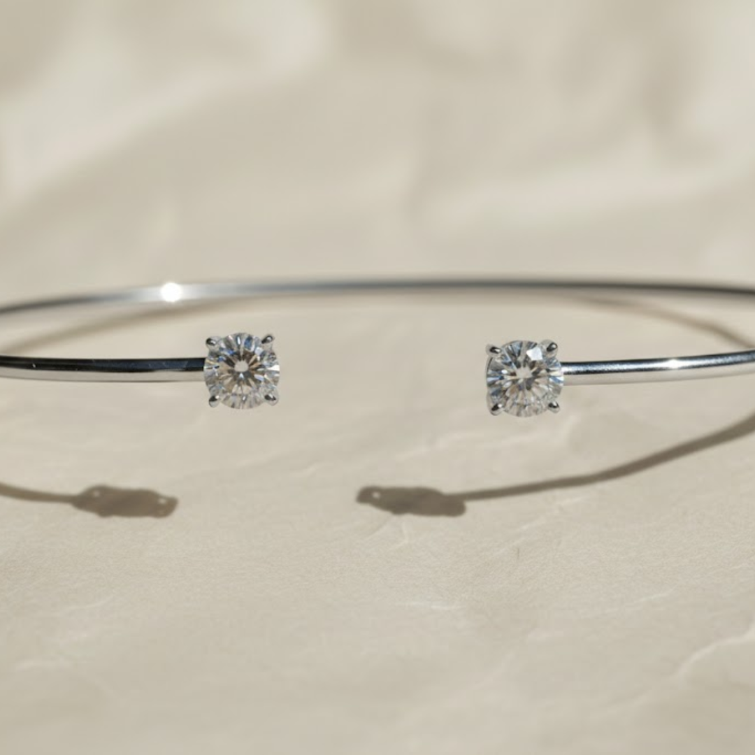 0.40 Ct Diamond Bangle, 14Kt Gold Diamond Bangle, Diamond Bracelet, Open Cuff Bangle