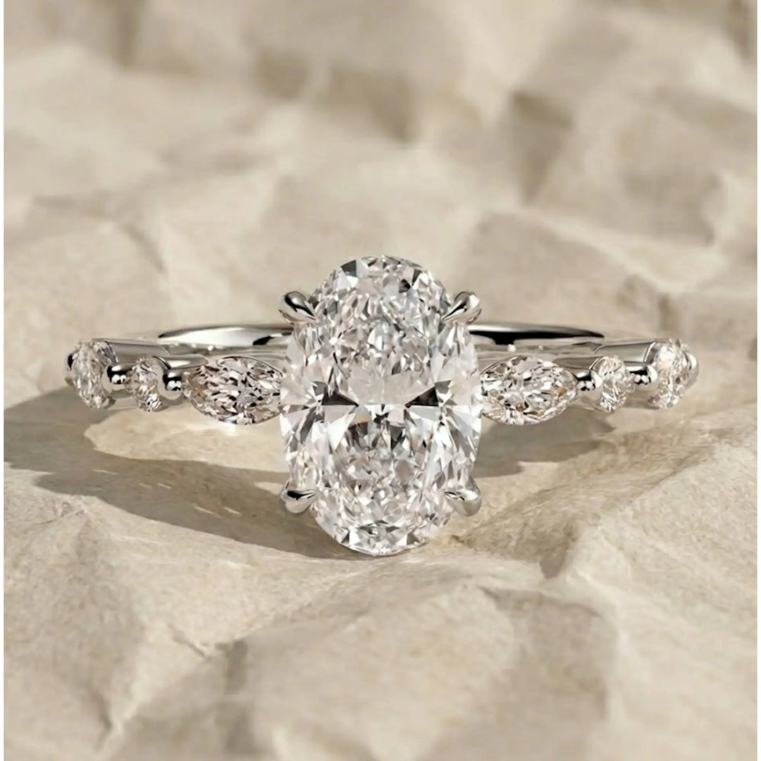 1.00 ct Oval Lab Grown Diamond Engagement Ring,Low Profile Solitaire, Handmade 14K Solid Gold, IGI Certified,Minimalist Wedding Ring for Her Jwalin Jewels