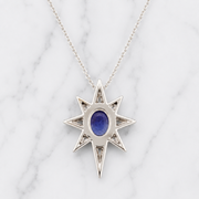 18K Solid Gold Starburst Pendant Necklace