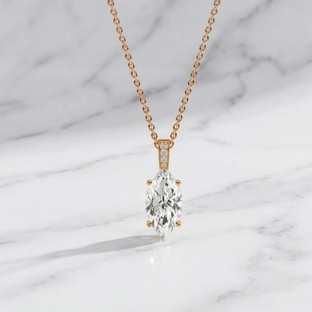 1.50 Carat Marquise Cut Lab Grown Diamond Pendant