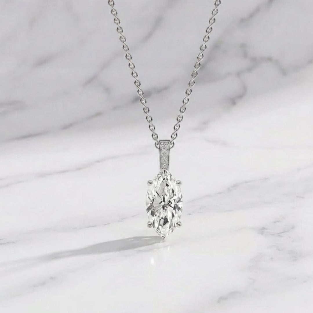1.50 Carat Marquise Cut Lab Grown Diamond Pendant