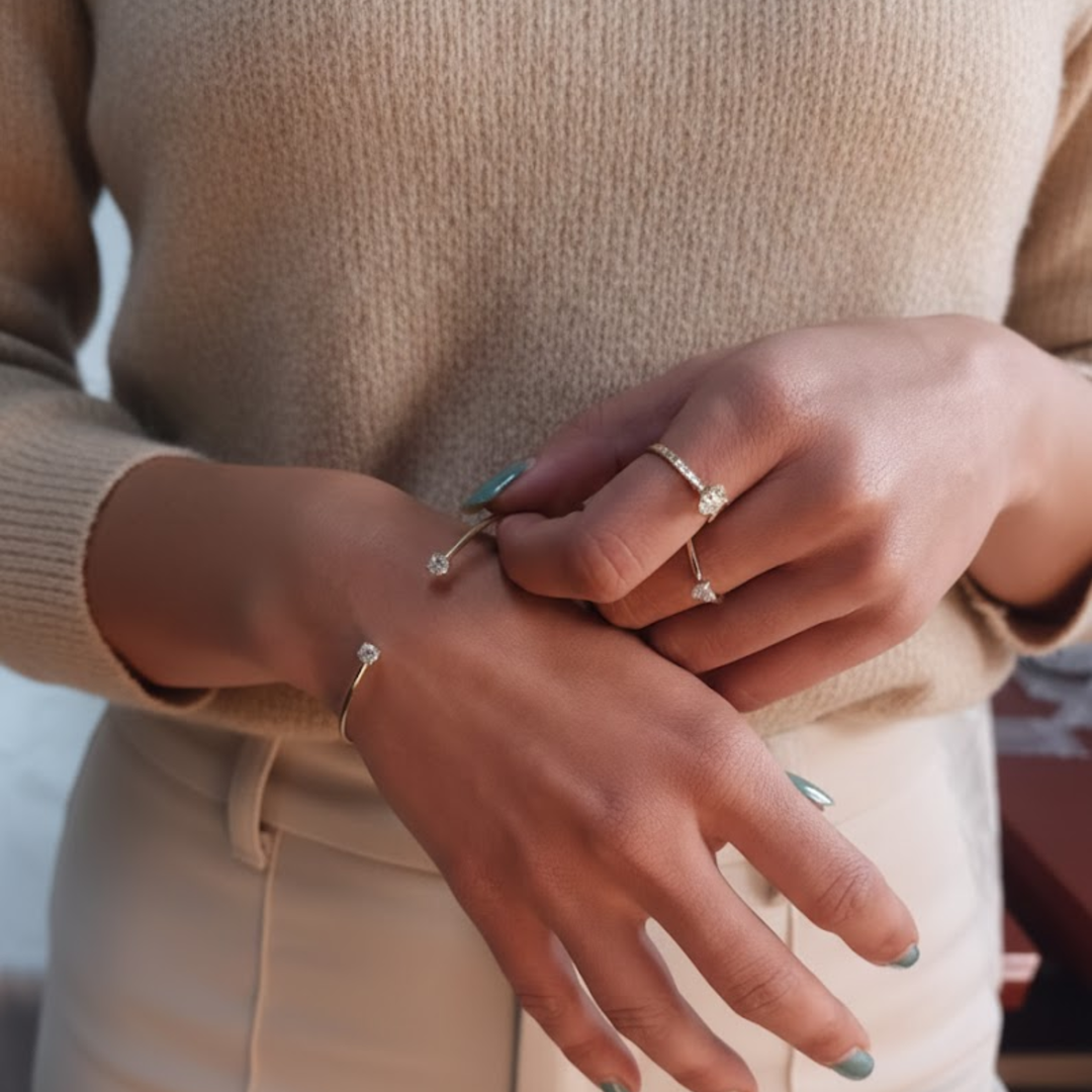 0.40 Ct Diamond Bangle, 14Kt Gold Diamond Bangle, Diamond Bracelet, Open Cuff Bangle