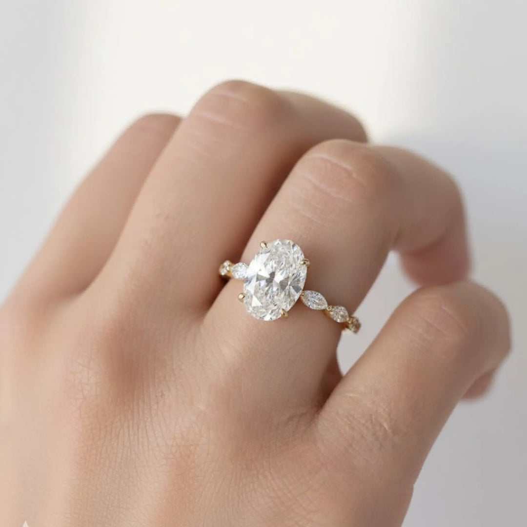 1.00 ct Oval Lab Grown Diamond Engagement Ring,Low Profile Solitaire, Handmade 14K Solid Gold, IGI Certified,Minimalist Wedding Ring for Her Jwalin Jewels