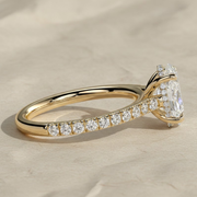 Diamond Engagement Ring 2.00 CT Oval and 0.45 CT Side Stones Pave Band in White, Yellow, Rose Gold
