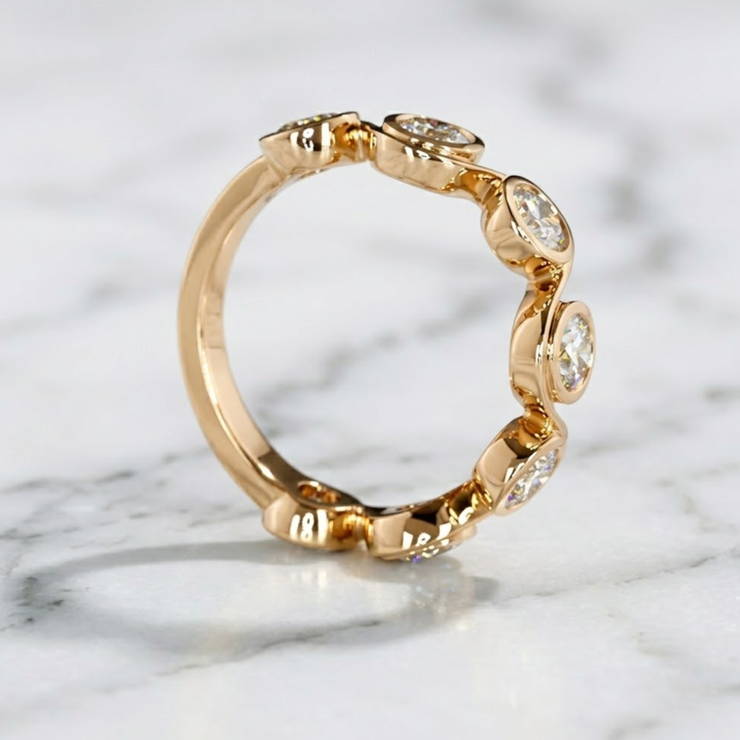 1.56 CTW Round Diamond Bezel Set Eternity Band 7-Stone Ring