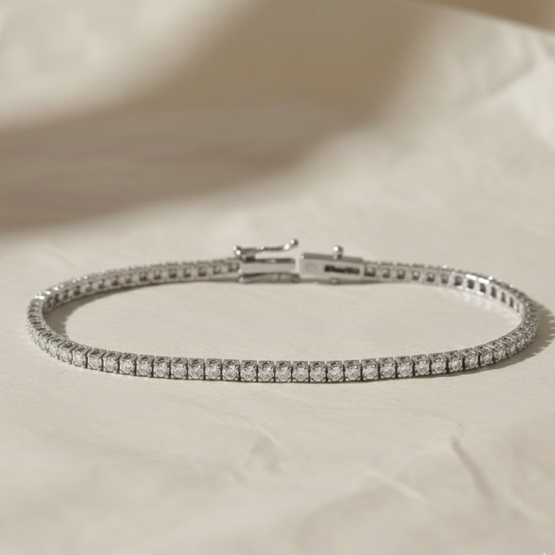 3.00 Carats 4 Prongs Round Cut Lab Grown Diamond Tennis Bracelet - Gold Stacking Bracelet