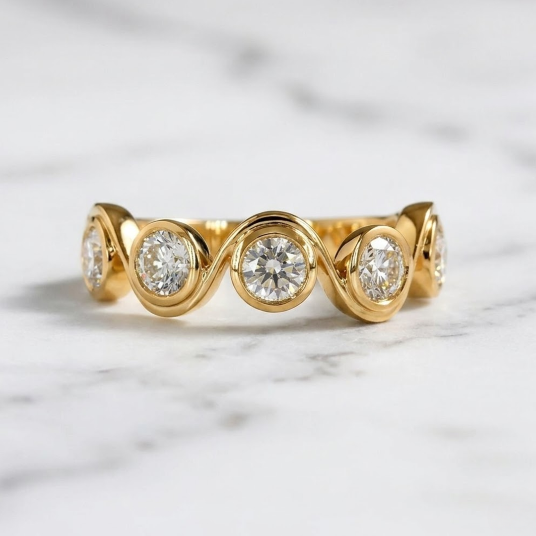1.56 CTW Round Diamond Bezel Set Eternity Band 7-Stone Ring
