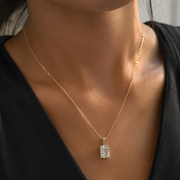 1.50Ct Radiant Cut Lab Diamond Necklace, 14K Gold Solitaire Pendant, F+ VS+ Certified,Prong Setting,Dainty Gold Jewelry for Gift or Everyday