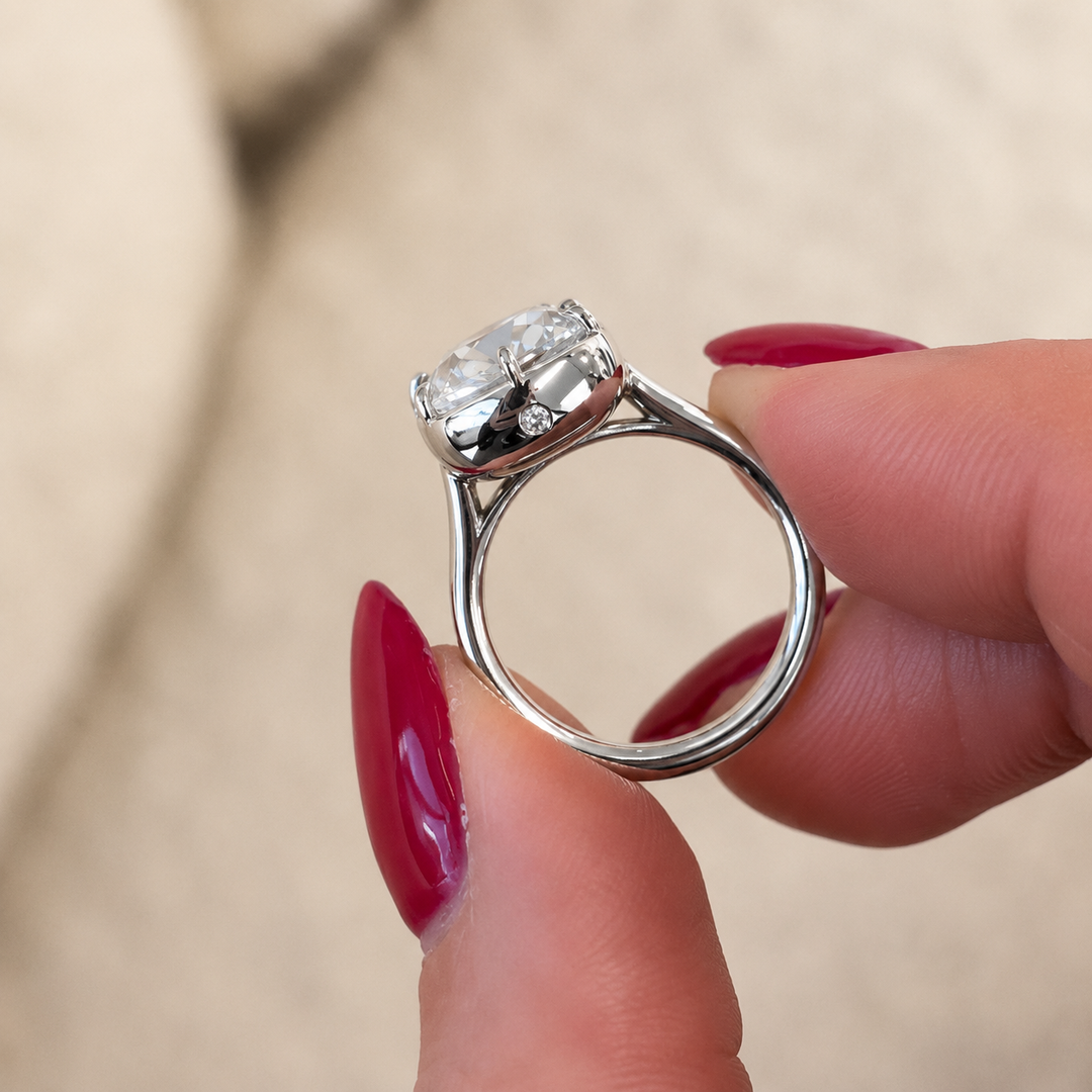 4 Carat Old Mine Cushion Cut Diamond Solitaire Engagement Ring, Lab Grown Diamond Wedding Ring, IGI Certified Diamond Ring, Gift For Her