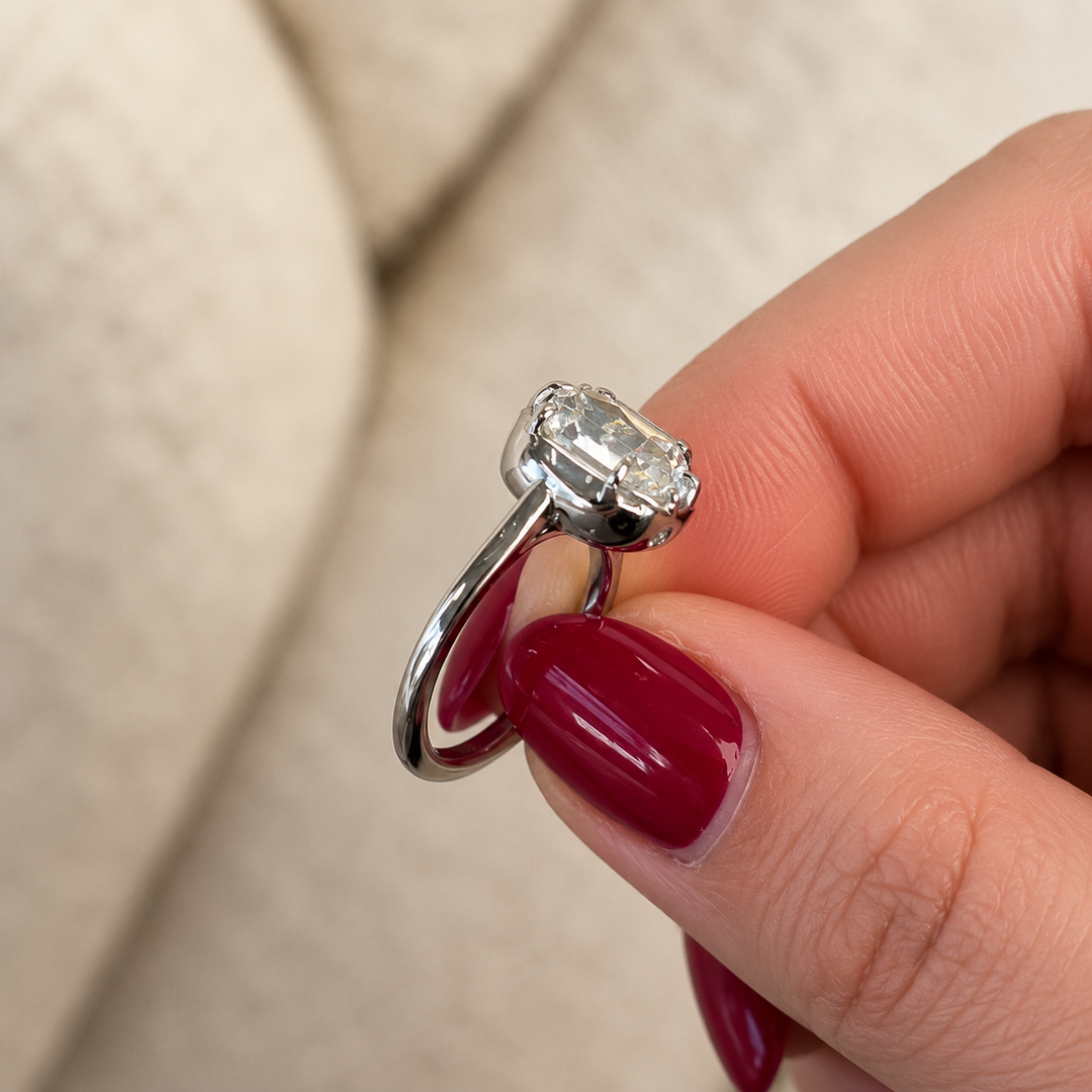 4 Carat Old Mine Cushion Cut Diamond Solitaire Engagement Ring, Lab Grown Diamond Wedding Ring, IGI Certified Diamond Ring, Gift For Her