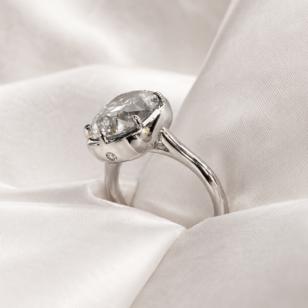 4 Carat Old Mine Cushion Cut Diamond Solitaire Engagement Ring, Lab Grown Diamond Wedding Ring, IGI Certified Diamond Ring, Gift For Her