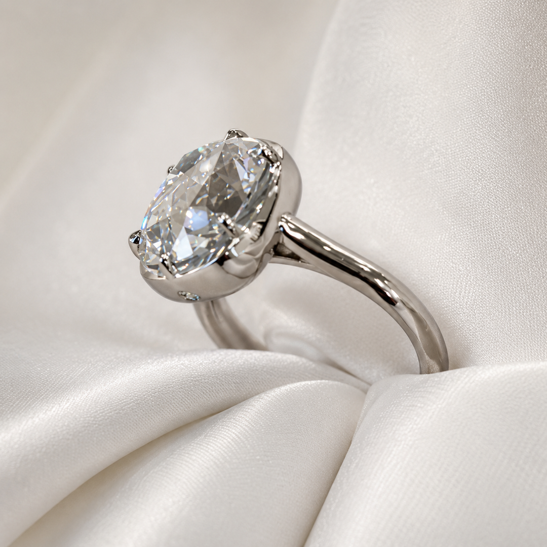 4 Carat Old Mine Cushion Cut Diamond Solitaire Engagement Ring, Lab Grown Diamond Wedding Ring, IGI Certified Diamond Ring, Gift For Her