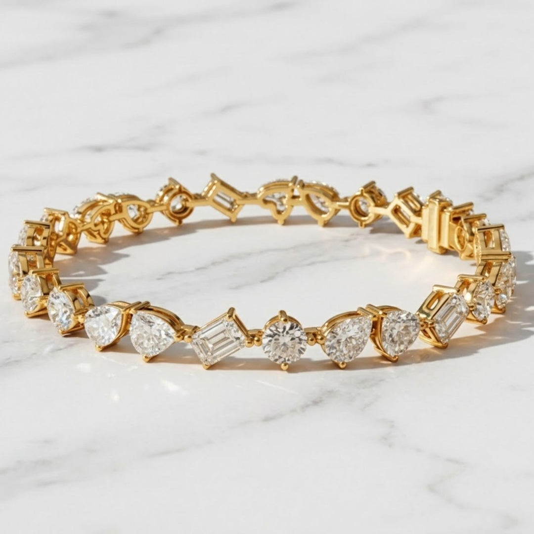 10.29TCW MIX Shape Lab Diamond Bracelet, Diamond Tennis Bracelet For Women, Made Diamond Bracelet, Gift for Mother/ Wife, Birthday Gifts