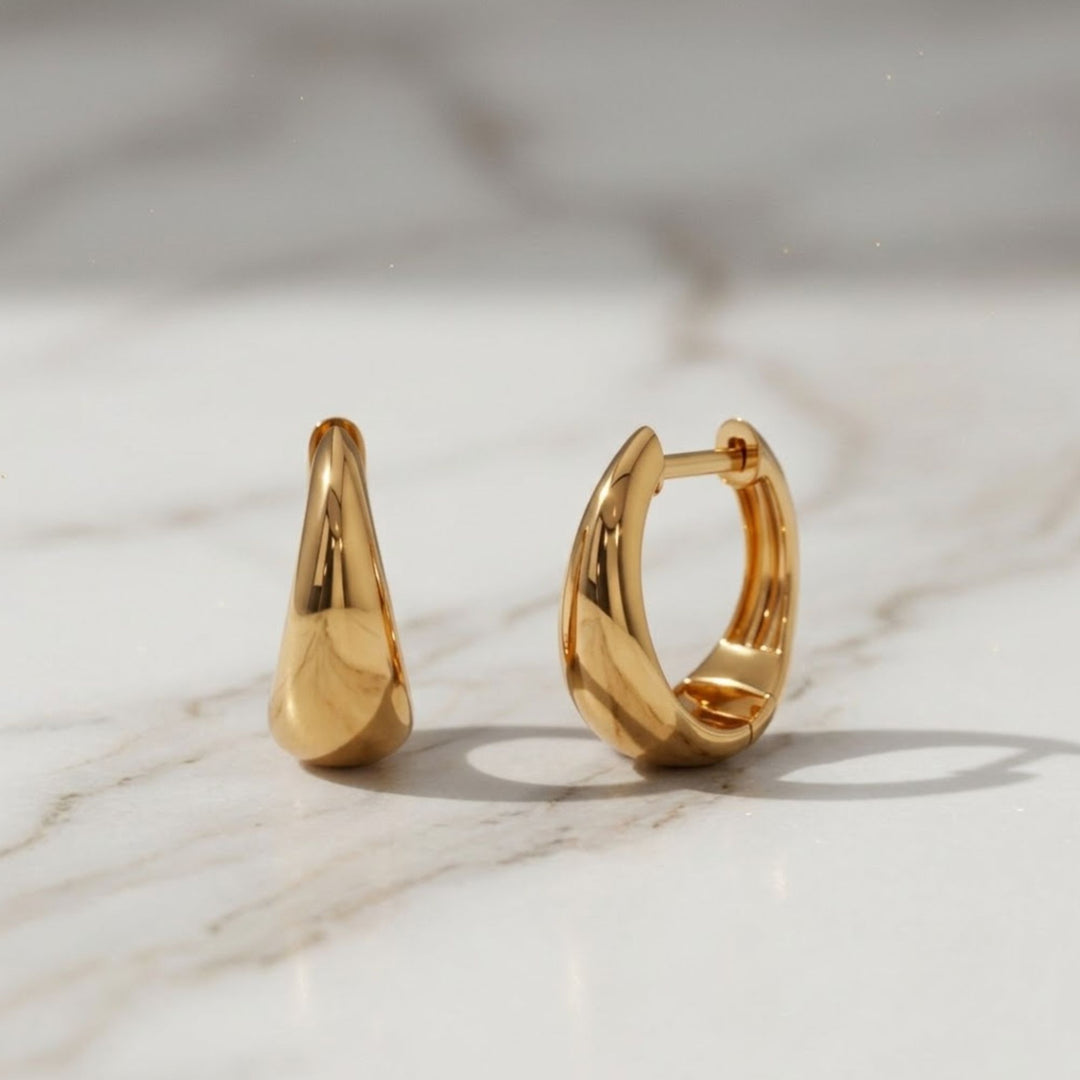 14k Gold Hoops, Teardrop Hoop Earrings, Tapered Hoops, Teardrop Huggie Earrings, Gold Gypsy Earrings, Must Have for Every Women