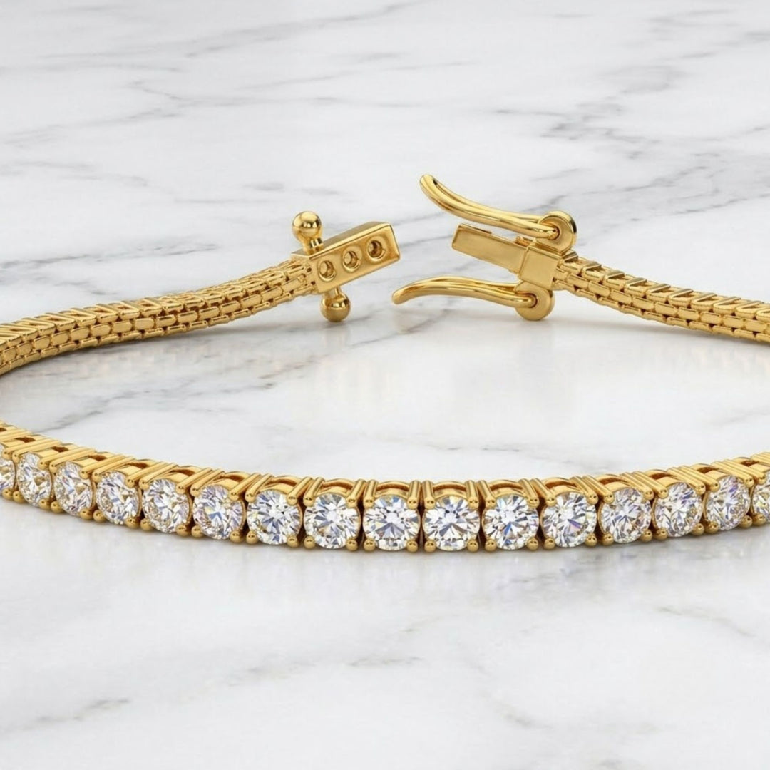 Tennis Bracelet Lab Grown Diamond. 6.00 carat. Stackable Infinity Bracelet. 14K Solid Gold. With Certificate. Passes Diamond Tester.