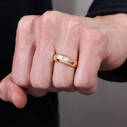 Baguette Cut Lab Grown Diamond Men's Ring, 9K–18K Solid Gold, Filigree Wedding Band, Men's Engagement Ring