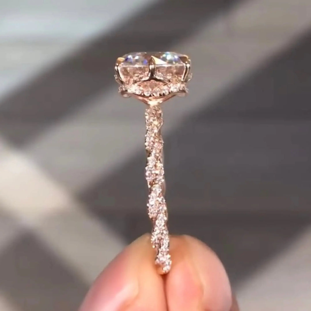 Hidden Halo Ring in 14K Gold with 2 Carat Lab-Grown Diamond Solitaire and Side Stones, Engagement, Bridal Jewelry, Custom Gift for Wife Jwalin Jewels