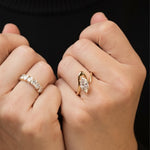 Load image into Gallery viewer, Marquise Lab Grown Diamond Solitaire Ring,14K Gold, Engagement Statement Jewelry, Curved Bypass Design, IGI Certified, Modern Elegant Gift