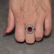 Royal Natural Ruby Halo Ring with Diamonds | 9K - 18K Solid Gold