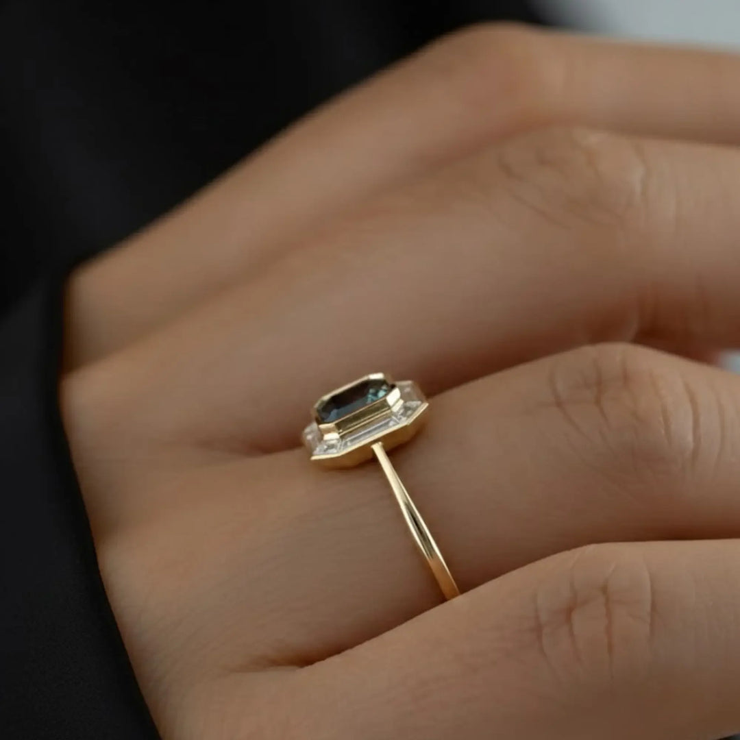 14K Gold Square Emerald Solitaire Ring | Emerald Cut Wedding Ring | Handmade Engagement Ring | Gift for Her, Proposal, Bridal Jewelry Jwalin Jewels