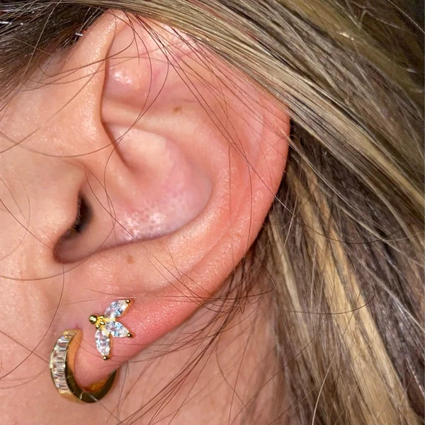 Marquise Diamond Petal Stud Earrings by Jwalin Jewels • Dainty 3 Petal Flower Gemstone Earrings • Flower Jewelry • Bride Gift