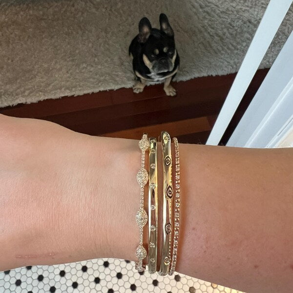 14k Round Diamond Bangle Bracelet 0.99 ctw / Stackable Diamond Bracelet / Last Minute Gift