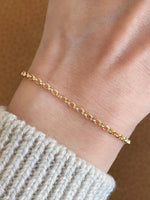 Load image into Gallery viewer, 14K Solid Gold Dainty Simple Cable Chain Bracelet, Minimalist Real Yellow Gold Spring Ring Bracelet, Delicate Cable Chain, Gift for Her