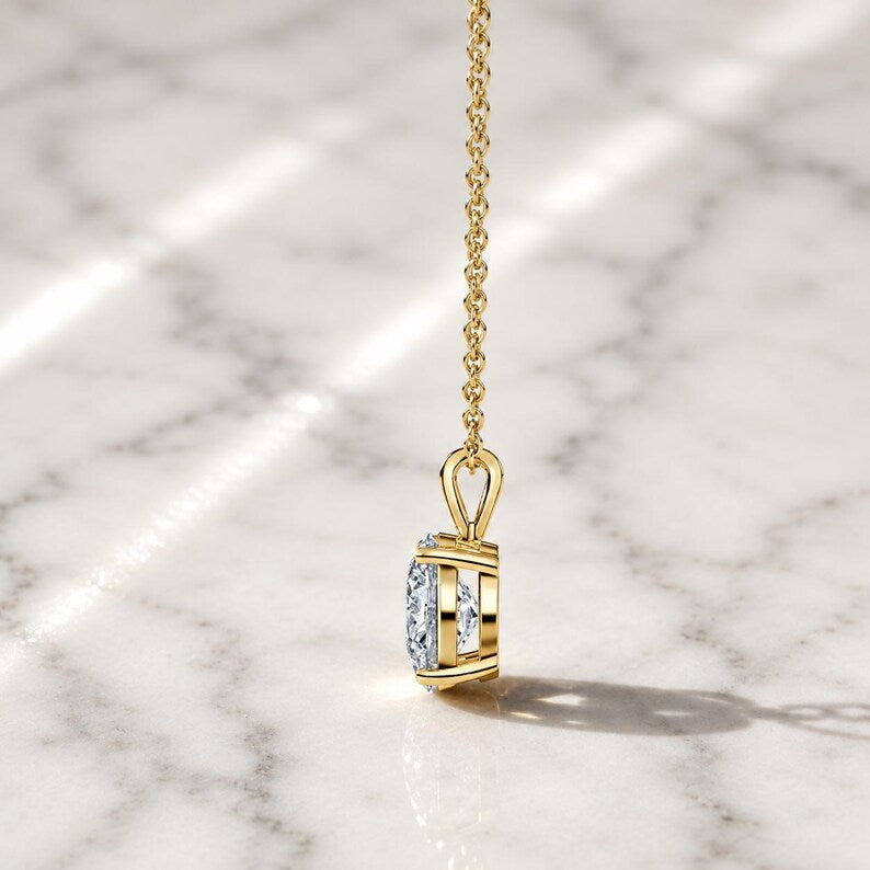1.50ctw Oval Lab Diamond Necklace, 14k Gold Solitaire Pendant, F+ VS+ Grown Diamond, Prong Set, Everyday Fine Jewelry Gift for Her