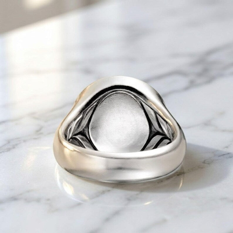 Nautical Compass Ring, Bezel Set Lab Grown Diamond, Two Tone Gold Signet Ring, Maritime Jewelry, Adventure Gift for Him,Men's Statement Ring
