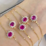 Load and play video in Gallery viewer, Oval Ruby Diamond Bracelet in Solid Gold, Pink Ruby Chain Bracelet with Lab Grown Diamonds, Handmade Fine Jewelry Gift for Her