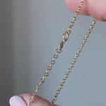 Load and play video in Gallery viewer, 14K Solid Gold Dainty Simple Cable Chain Bracelet, Minimalist Real Yellow Gold Spring Ring Bracelet, Delicate Cable Chain, Gift for Her