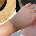 Load image into Gallery viewer, 14K Gold Beaded Bracelet with Diamond: Delicate Minimalist Jewelry Jwalin Jewels
